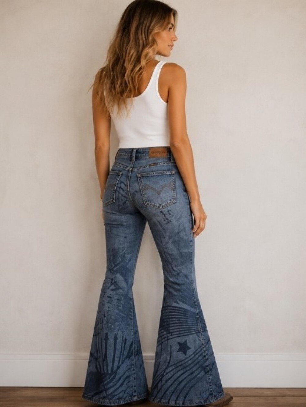 Wrangler x Lainey Wilson Bell Bottom Jeans Size 26x32 Western Graphic Flare-NWT - Picture 12 of 13